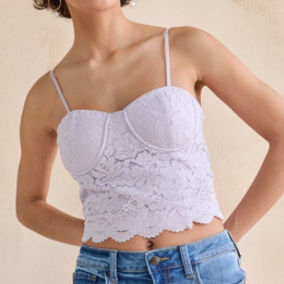 Audrey Parks + Francesca’s XS Lavender Lace Corset - New, Adjustable Straps - Picture 1 of 5